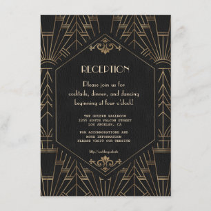 Carte D'accompagnement Réception de mariage Royal Gold Black Great Gatsby