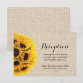 Carte D'accompagnement Réception de mariage rustique au tournesol en toil (Devant / Derrière)