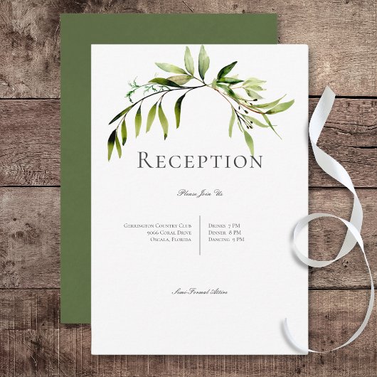 Carte D'accompagnement Réception de mariage rustique Botanique