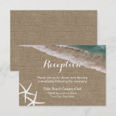 Carte D'accompagnement Réception de mariage Rustique Burlap Beach Starfis (Devant / Derrière)