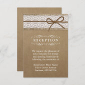 Carte D'accompagnement Réception de mariage Rustique Burlap dentelle Bow (Devant / Derrière)