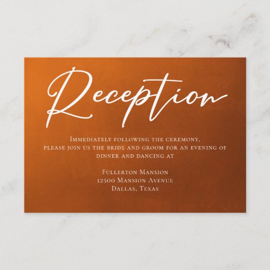 Carte D'accompagnement Réception de mariage Rustique Burnt Orange Boho (Devant)