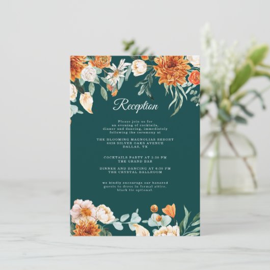 Carte D'accompagnement Réception de mariage rustique d'automne teinte ora (Debout devant)