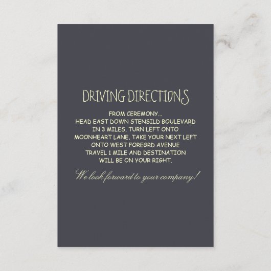 Carte D'accompagnement réception de mariage rustique en plein air & direc (Dos)