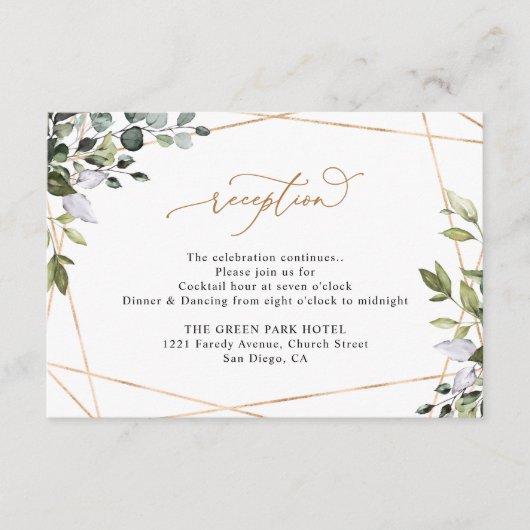 Carte D'accompagnement Réception de mariage rustique eucalyptus verdure o (Devant)
