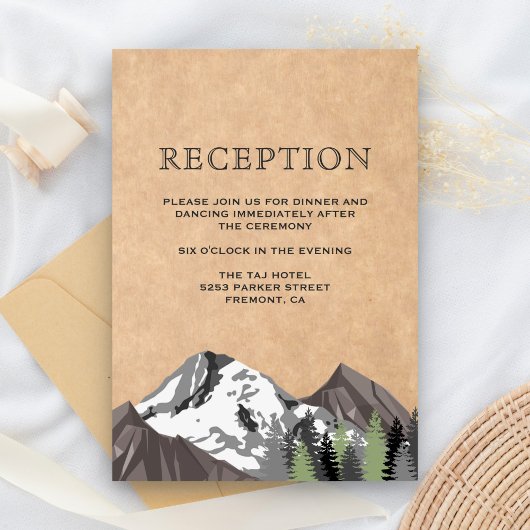 Carte D'accompagnement Réception de mariage rustique Kraft en forêt de mo