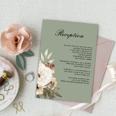 Carte D'accompagnement Réception De Mariage Rustique Sage Green Boho