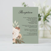 Carte D'accompagnement Réception De Mariage Rustique Sage Green Boho (Debout devant)