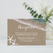 Carte D'accompagnement Réception de mariage rustique toile de jute étoile (Debout devant)