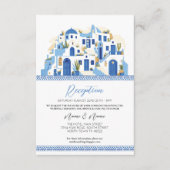 Carte D'accompagnement Réception de mariage Santorin Grèce Bleu Grec (Devant)