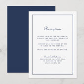 Carte D'accompagnement Réception de Mariage Script Élégant Bleu Marine Cl (Devant / Derrière)