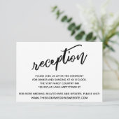 Carte D'accompagnement Réception de mariage simple avec écriture décontra (Debout devant)