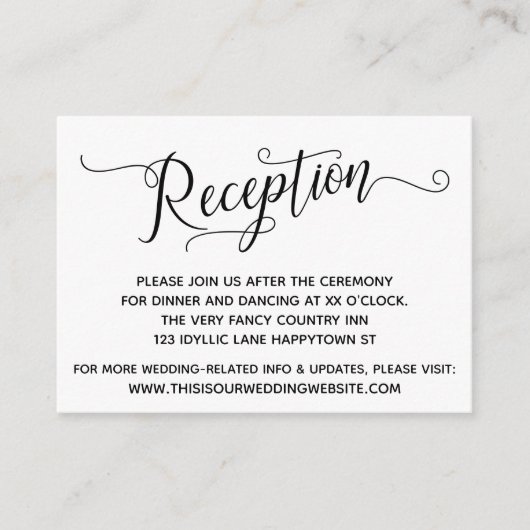 Carte D'accompagnement Réception De Mariage Simple Et Élégante (Devant)