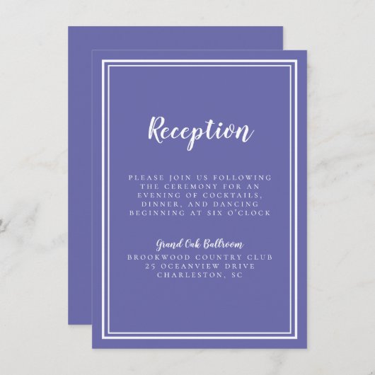 Carte D'accompagnement Réception de mariage simple - fenêtre bleu (Devant / Derrière)