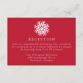Carte D'accompagnement Réception de mariage simple flocon de neige rouge (Devant)