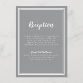 Carte D'accompagnement Réception De Mariage Simple Gris Chic Cadre Blanc (Devant)