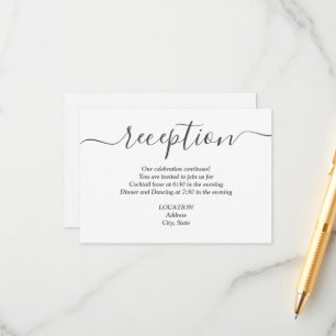 Carte D'accompagnement Réception de mariage simple noir et blanc
