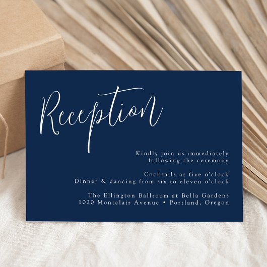 Carte D'accompagnement Réception de mariage simple script marine