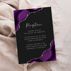 Carte D'accompagnement Réception de mariage sombre Purple Silver Agate