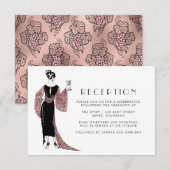 Carte D'accompagnement Réception de mariage sur le thème du vin Rose Gold (Devant / Derrière)