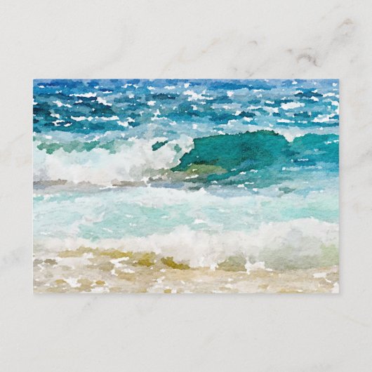 Carte D'accompagnement réception de mariage sur une plage tropicale (Dos)