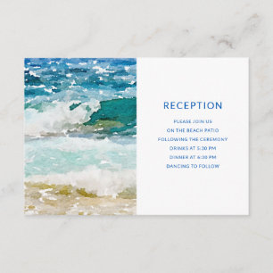 Carte D'accompagnement réception de mariage sur une plage tropicale