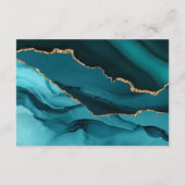 Carte D'accompagnement Réception de mariage Teal et Agate dorée (Dos)