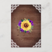 Carte D'accompagnement Réception de mariage Tournesol pourpre dentelle Ro (Dos)