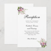 Carte D'accompagnement Réception de mariage traditionnel floral vert rose (Devant / Derrière)