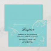 Carte D'accompagnement Réception de mariage turquoise avec tourbillons no (Devant / Derrière)