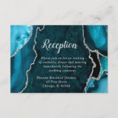 Carte D'accompagnement Réception de mariage Turquoise et Agate Argentée (Devant)