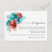Carte D'accompagnement Réception de mariage turquoise et corail espagnol (Devant)