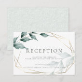 Carte D'accompagnement Réception de mariage | Vert botanique Jade grisé (Devant / Derrière)