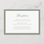 Carte D'accompagnement Réception De Mariage Vert De Sage Classique (Devant)