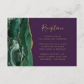 Carte D'accompagnement Réception de mariage Vert émeraude Or Agate Violet (Devant)