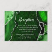 Carte D'accompagnement Réception de mariage Vert et Agate Argenté (Devant)