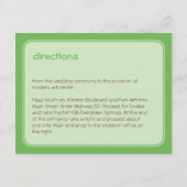 Carte D'accompagnement Réception de mariage verte des inséparables contem (Dos)