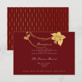 Carte D'accompagnement Réception de mariage VIP floral bordeaux or (Devant / Derrière)