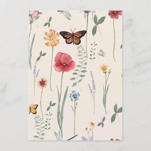 Carte D'accompagnement Réception De Mariage Whimsical Fleur sauvage rose (Dos)