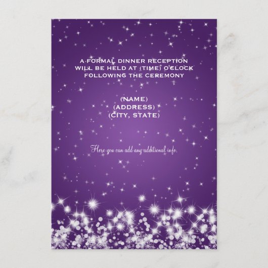 Carte D'accompagnement Réception de mariage Winter Sparkle Violet (Devant)