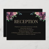 Carte D'accompagnement Réception de Monogramme Floral d'or de Bourgogne m (Devant / Derrière)