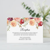 Carte D'accompagnement Réception de soirée élégante avec fleurs de pêche  (Debout devant)