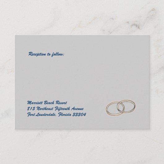 Carte D'accompagnement Réception des alliances de mariage (Devant)