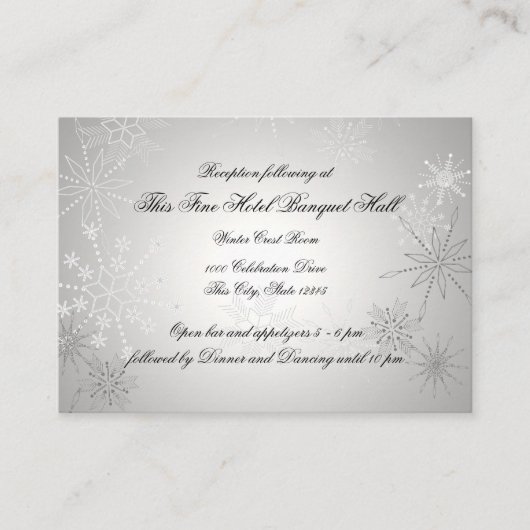 Carte D'accompagnement Réception des flocons d'argent (Devant)