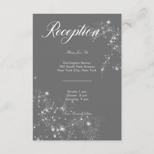 Carte D'accompagnement Réception Diamond Gris & Blanc Gris Moderne (Devant)