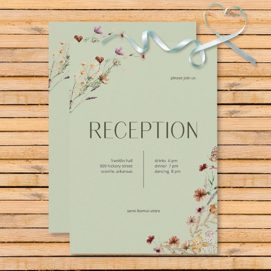 Carte D'accompagnement Réception du Bouquet de Fleur sauvage moderne Sage