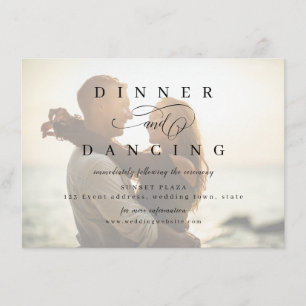 Carte D'accompagnement Réception d'un mariage avec une photo de script ro