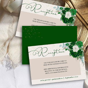 Carte D'accompagnement Réception Emerald Green et Ivory Rose