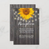 Carte D'accompagnement Réception en bois de grange avec tournesols et gui (Devant / Derrière)