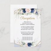 Carte D'accompagnement Réception en or Fsuc Floral Fsuc Marine et Blush (Devant / Derrière)